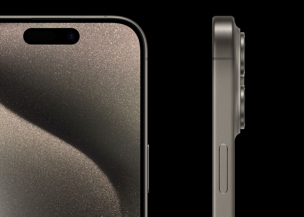 Cận cảnh các góc bo tròn và viền màn hình siêu mỏng của iPhone 15 Pro